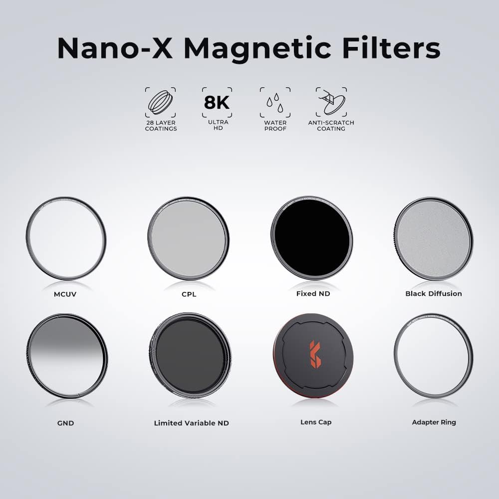 K&F Concept 67mm Magnetic ND64 Lens Filter (6-Stop Fixed Neutral Density Filter) Magnetic Basic Ring + Filter Cap with 28 Multi-Layer Coatings for Camera Lens (Nano-X Series)