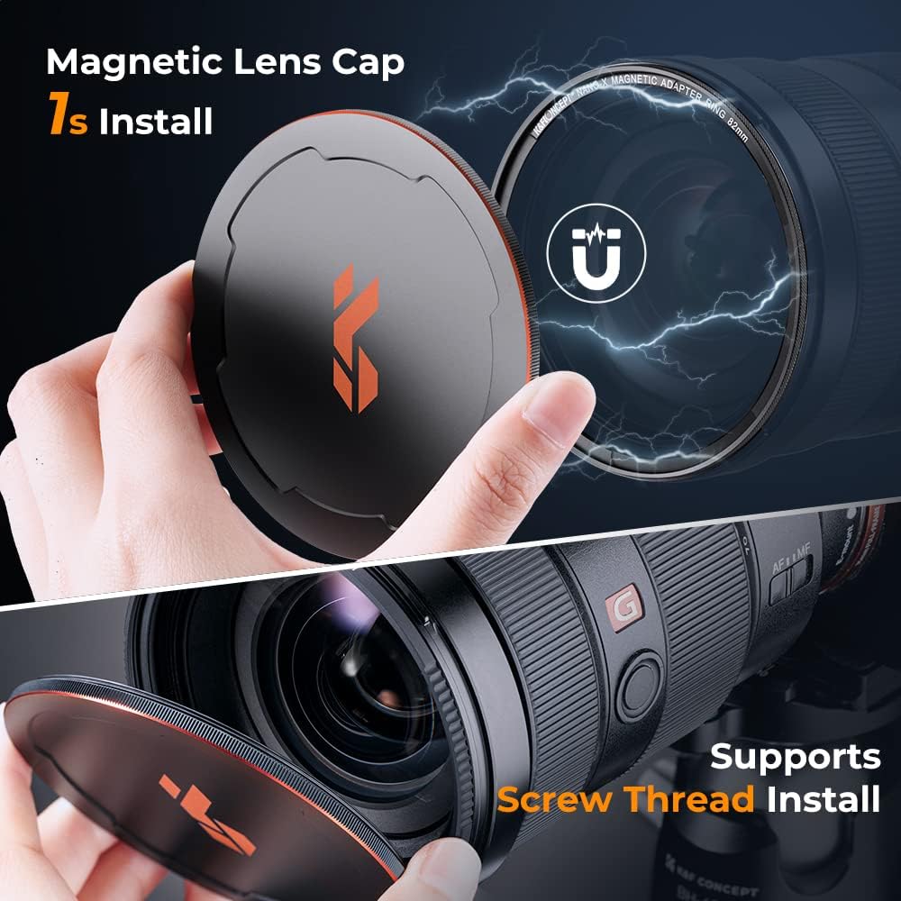 K&F Concept 67mm Magnetic ND64 Lens Filter (6-Stop Fixed Neutral Density Filter) Magnetic Basic Ring + Filter Cap with 28 Multi-Layer Coatings for Camera Lens (Nano-X Series)