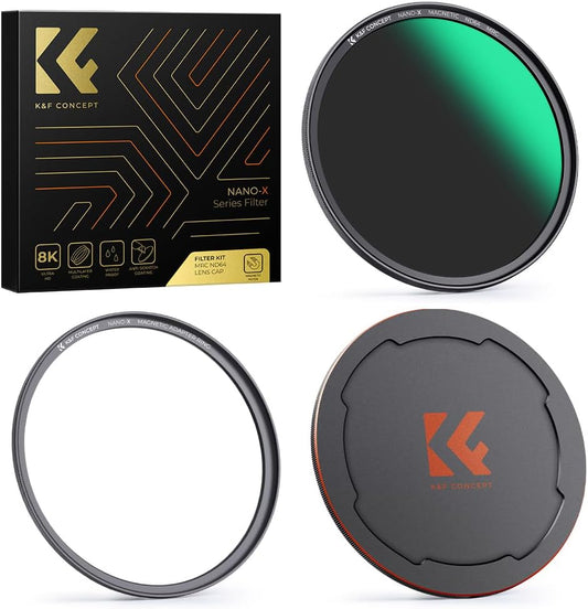 K&F Concept 67mm Magnetic ND64 Lens Filter (6-Stop Fixed Neutral Density Filter) Magnetic Basic Ring + Filter Cap with 28 Multi-Layer Coatings for Camera Lens (Nano-X Series)