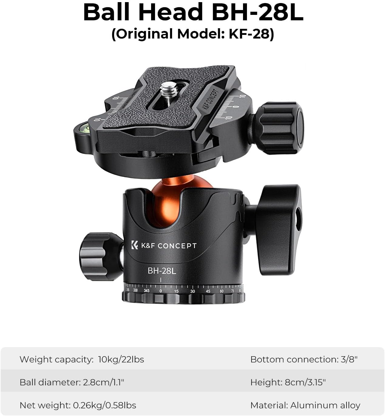 K&F Concept 90 inch/230cm Ultra High Camera Tripod,Horizontal Overhead Shooting Travel Tripods with Metal Ball Head 10KG Load Capacity,Detachable Monopod, for Indoor and Outdoor Use T254A7+BH-28L
