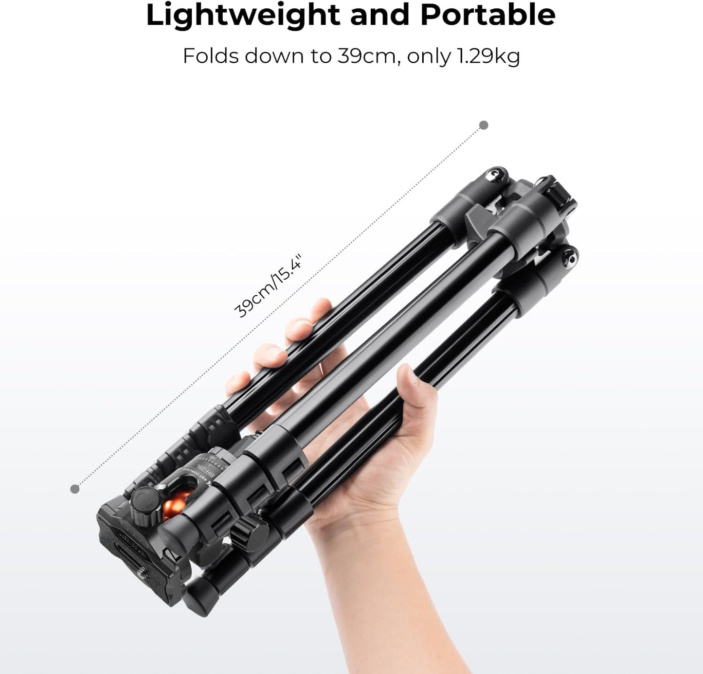 K&F Concept 64 inch/163cm Camera Tripod,Lightweight Travel Outdoor DSLR Tripods with 360 Degree CNC Ball Head Load Capacity 10kg/22lbs,Cellphone Clip for Smartphone Live Streaming Vlog K234A0+BH-28L