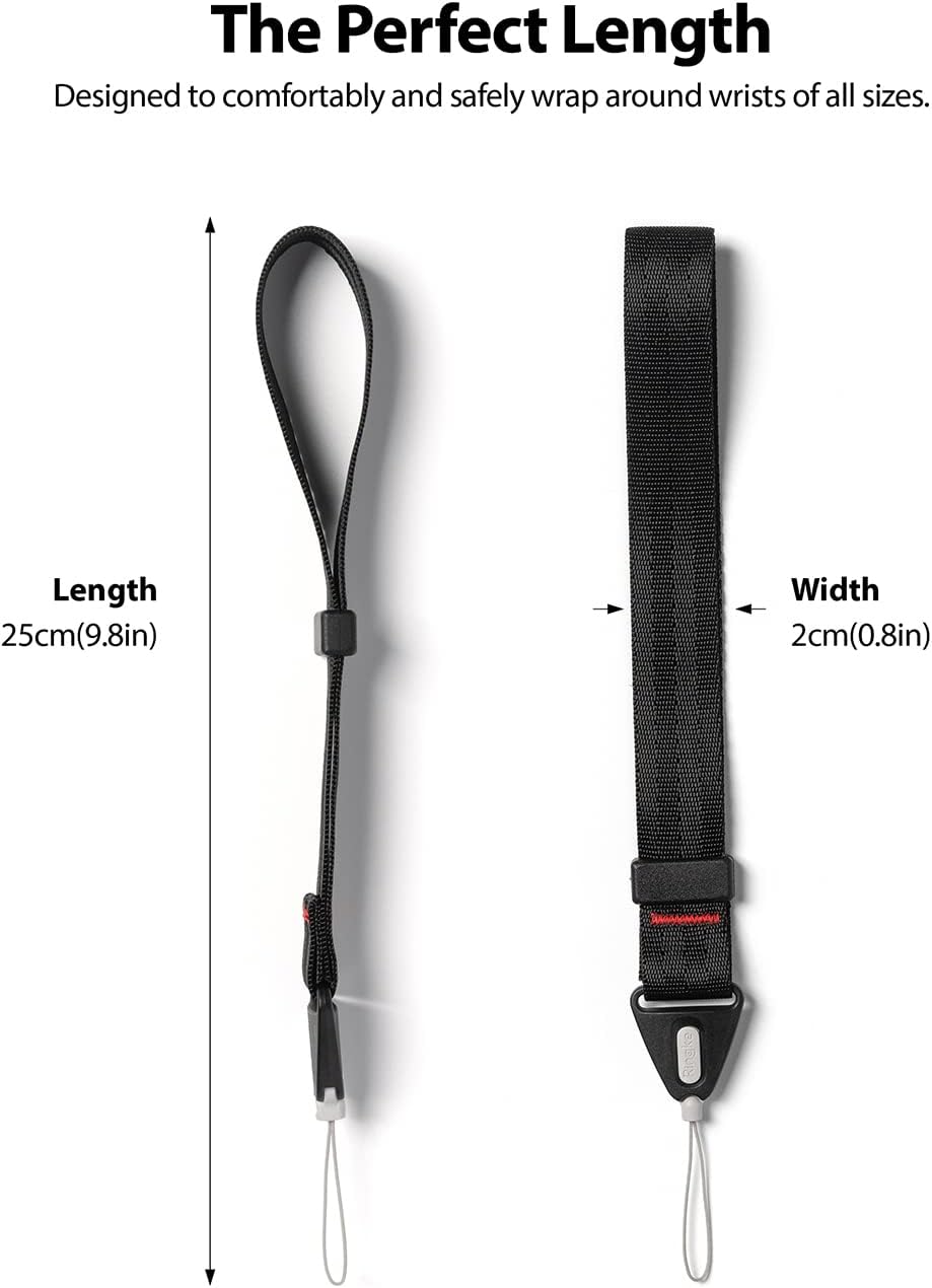 Ringke Hand Strap [Phone Wrist Strap] Designed for Camera Strap and Phone Strap, Adjustable Sturdy Universal Lanyard Compatible with Camera and Phone Case - Black