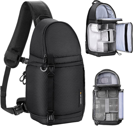 K&F Concept Camera Sling Bag Crossbody Bag Waterproof Camera Shoulder Backpack DSLR/SLR/Mirrorless Camera Case Photography Bags Compatible with Canon/Nikon/Sony/Fuji/Gopro/DJI